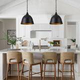 Industrial Black 1-Light Metal Dome Pendant Light Fixtures for Kitchen Island