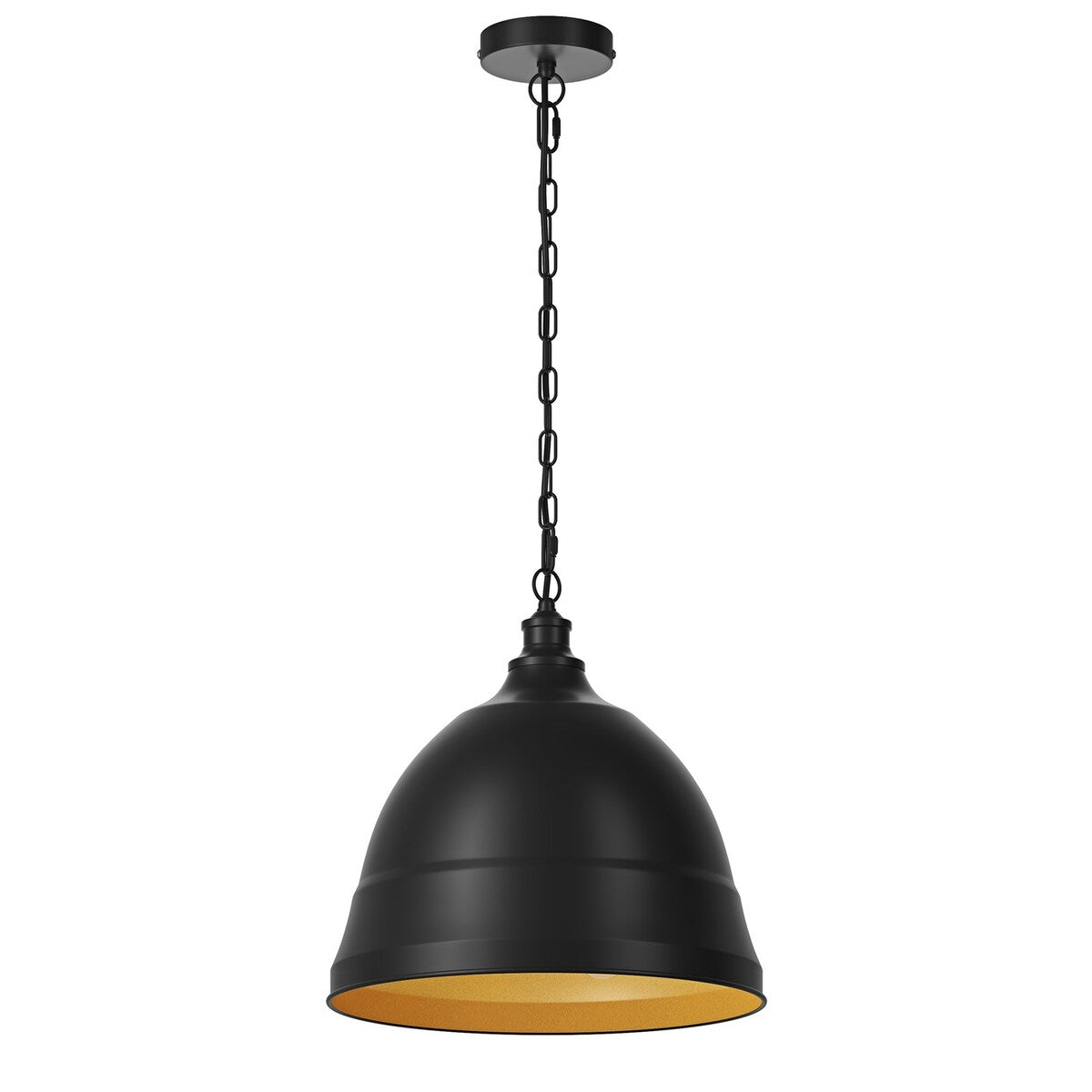 Industrial Black 1-Light Metal Dome Pendant Light Fixtures for Kitchen Island