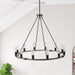 Industrial Black 12-Light Wagon Wheel Farmhouse Chandlier Fixture