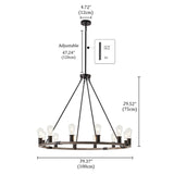 Industrial Black 12-Light Wagon Wheel Farmhouse Chandlier Fixture