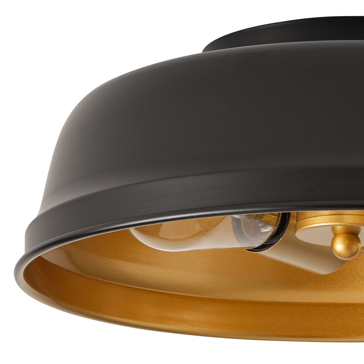 Industrial Black 2-Light Metal Flush Mount Ceiling Light Fixtures for Kitchen