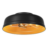 Industrial Black 2-Light Metal Flush Mount Ceiling Light Fixtures for Kitchen