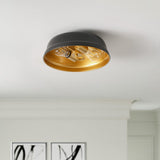 Industrial Black 2-Light Metal Flush Mount Ceiling Light Fixtures for Kitchen