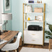 Brown Industrial Bookshelf with 2 Drawers, 5-Tier Bookcase with Open Shelf, Display Decorative Shelf for Living Room Office