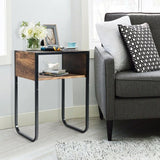 Industrial Coffee Nightstand Side Table with Metal Rustic Frame - 18" x 14" x 26" (L x W x H)