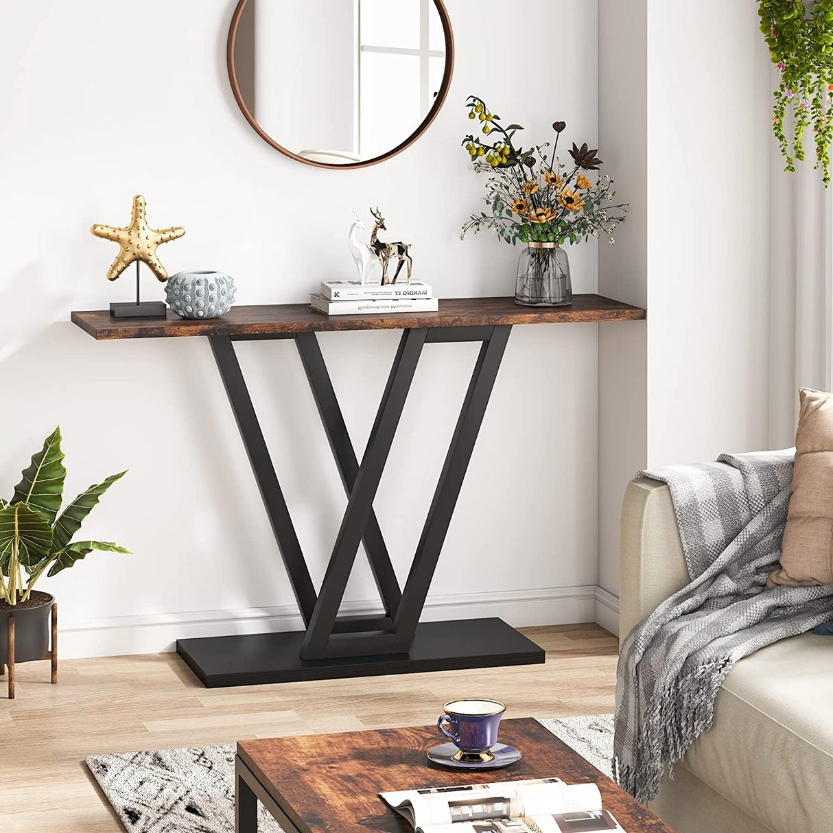 43 Inch Entryway Console Tables, Narrow Sofa Table for Hallway, Living Room