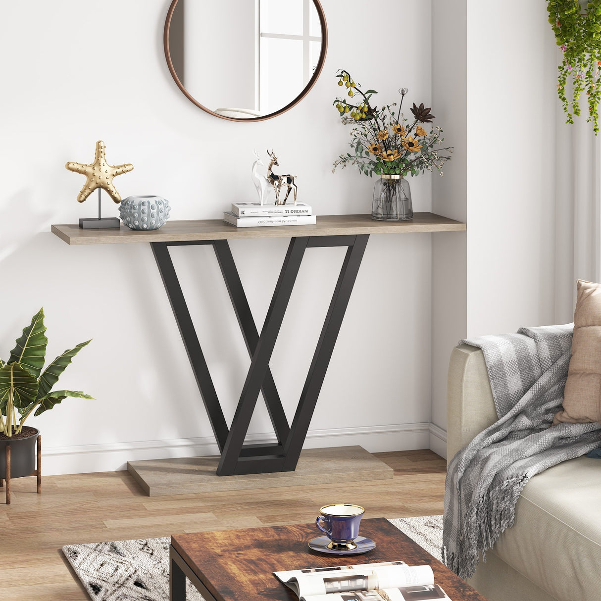 43 Inch Entryway Console Tables, Narrow Sofa Table for Hallway, Living Room