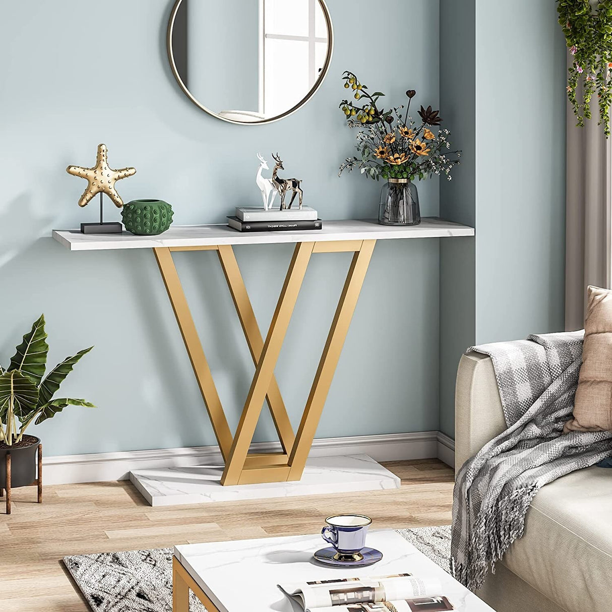 43 Inch Entryway Console Tables, Narrow Sofa Table for Hallway, Living Room
