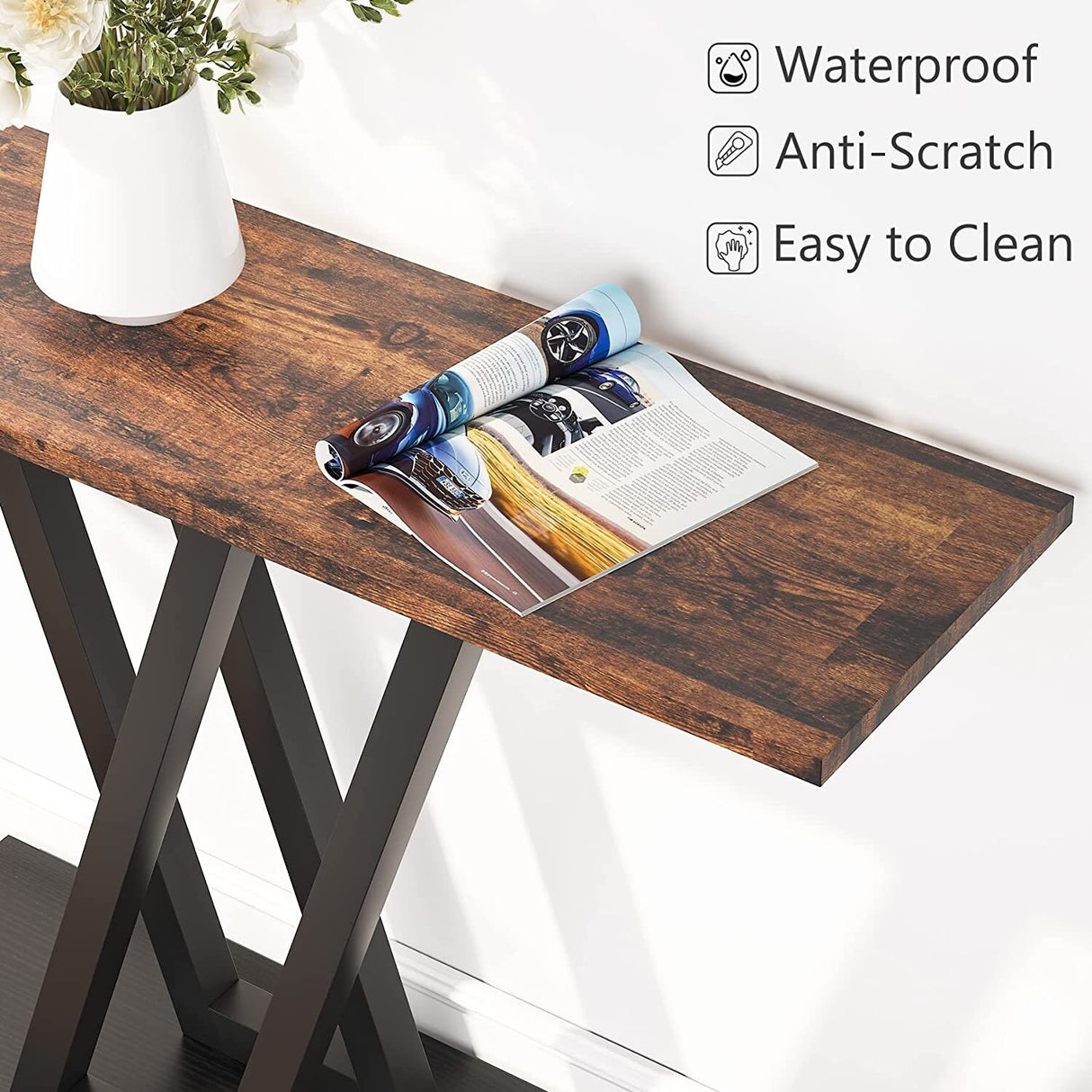 43 Inch Entryway Console Tables, Narrow Sofa Table for Hallway, Living Room