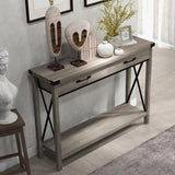 Industrial Console Table with Drawers 