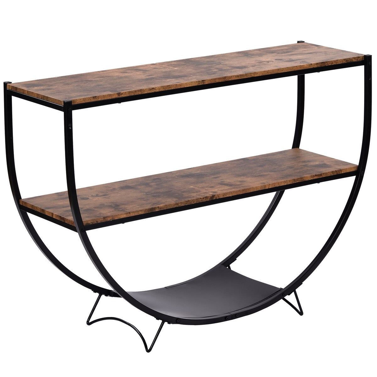 Industrial Design Demilune Shape Wood Console Table (Distressed Brown) - 48"L x 15"W x 33.85"H