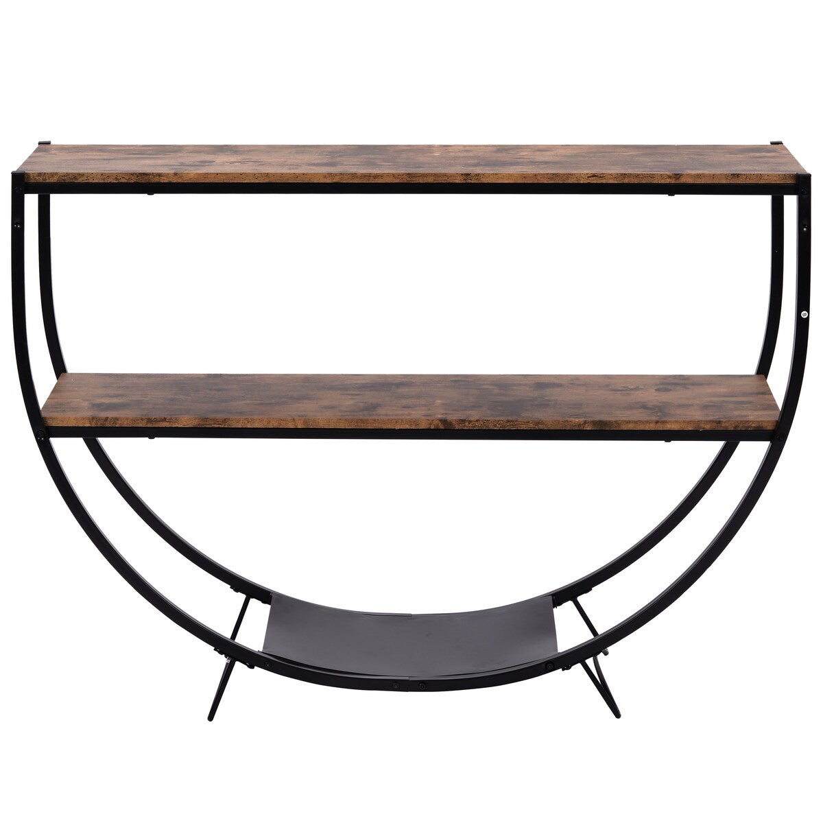 Industrial Design Demilune Shape Wood Console Table (Distressed Brown) - 48"L x 15"W x 33.85"H