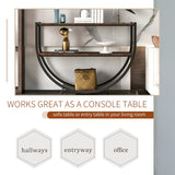 Industrial Design Demilune Shape Wood Console Table (Distressed Brown) - 48"L x 15"W x 33.85"H