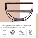 Industrial Design Demilune Shape Wood Console Table (Distressed Brown) - 48"L x 15"W x 33.85"H