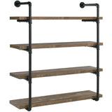 Industrial Design Large Wall-Mounted Book Shelf Display with Metal Pipe Frame