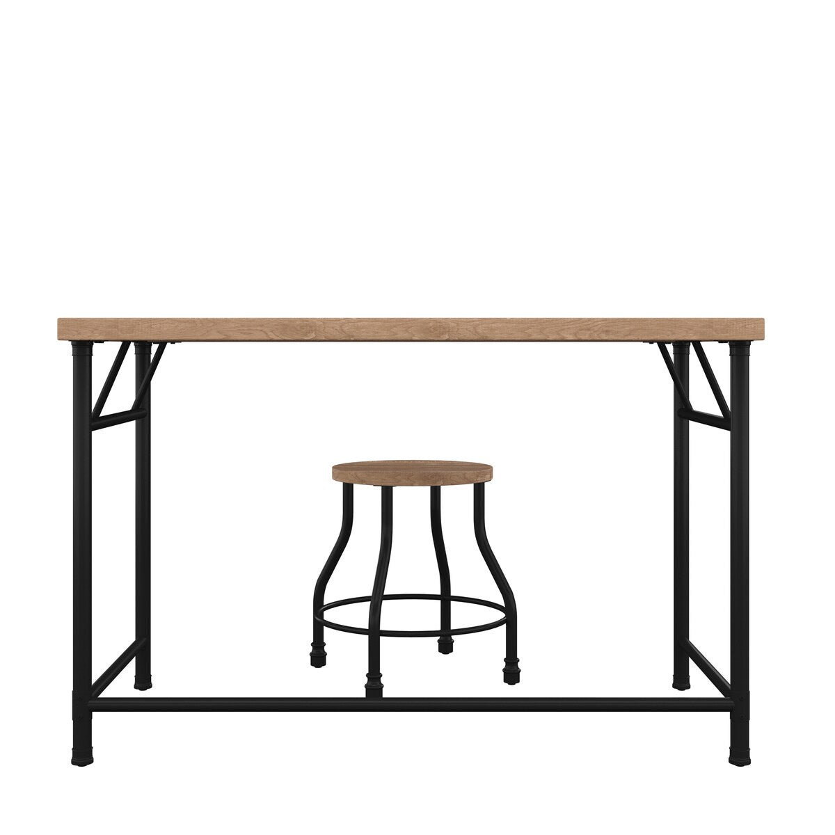 Industrial Desk with Stool - Rustic Oak