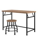 Industrial Desk with Stool - Rustic Oak