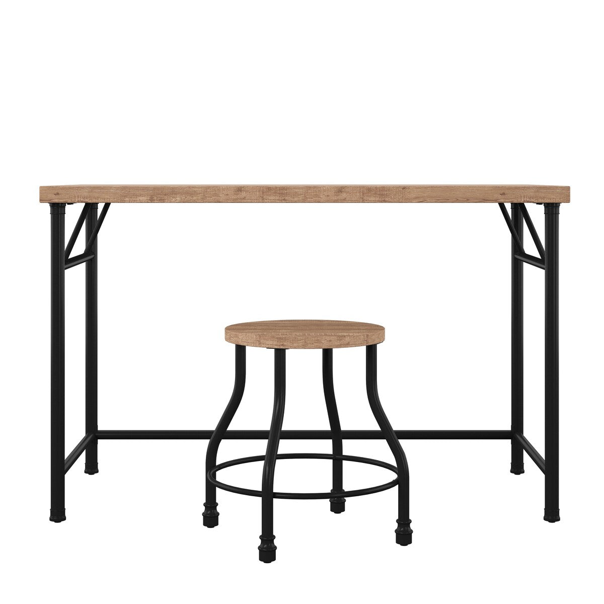 Industrial Desk with Stool - Rustic Oak