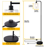 Industrial Floor Lamp, Dimmable Modern Standing Lamp with Clear Glass Shade - Black
