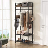 Industrial Small Clothes rack with shelves,freestanding closet organizer,27'' W X69'' H