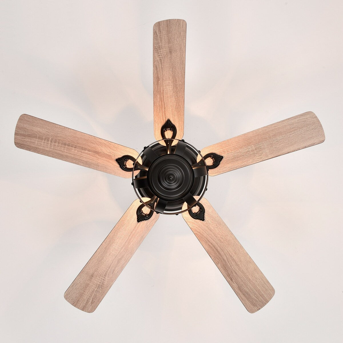 Farmhouse Matte Black 5-Blade Cage Reversible Ceiling Fan with Remote and Light Kit - 52-in W x 22.8-in H