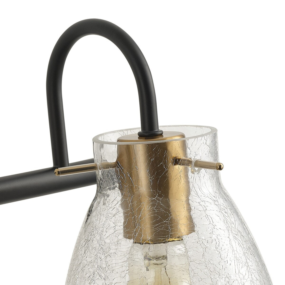 Industrial Matte Black Bathroom Vanity Light with Cracked Craft Glass Shade