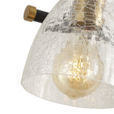 Industrial Matte Black Bathroom Vanity Light with Cracked Craft Glass Shade