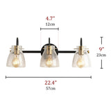 Industrial Matte Black Bathroom Vanity Light with Cracked Craft Glass Shade