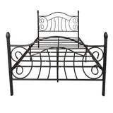 Traditional Metal Bed Frame-Black-Industrial