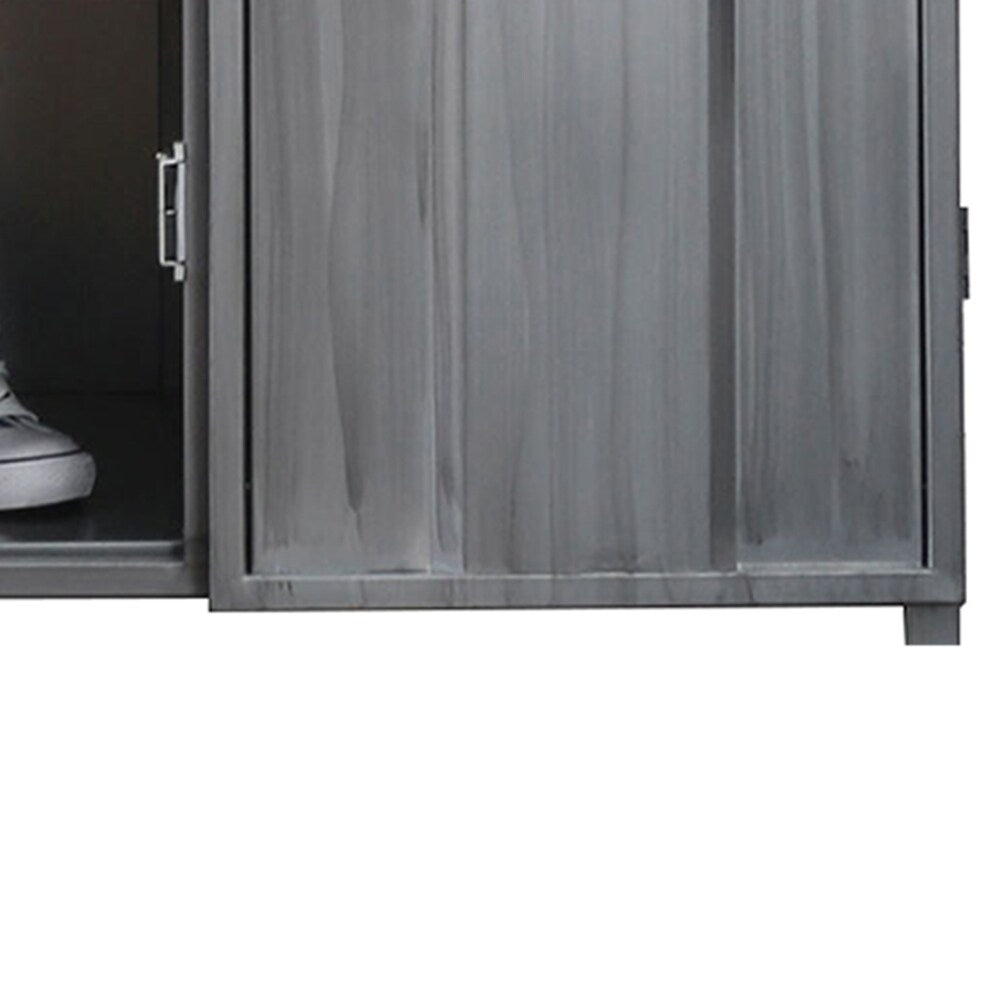 Industrial Metal Frame Large Accent Locker with Hanging Pull Handles, Silver