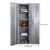Industrial Metal Frame Large Accent Locker with Hanging Pull Handles, Silver