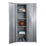 Industrial Metal Frame Large Accent Locker with Hanging Pull Handles, Silver