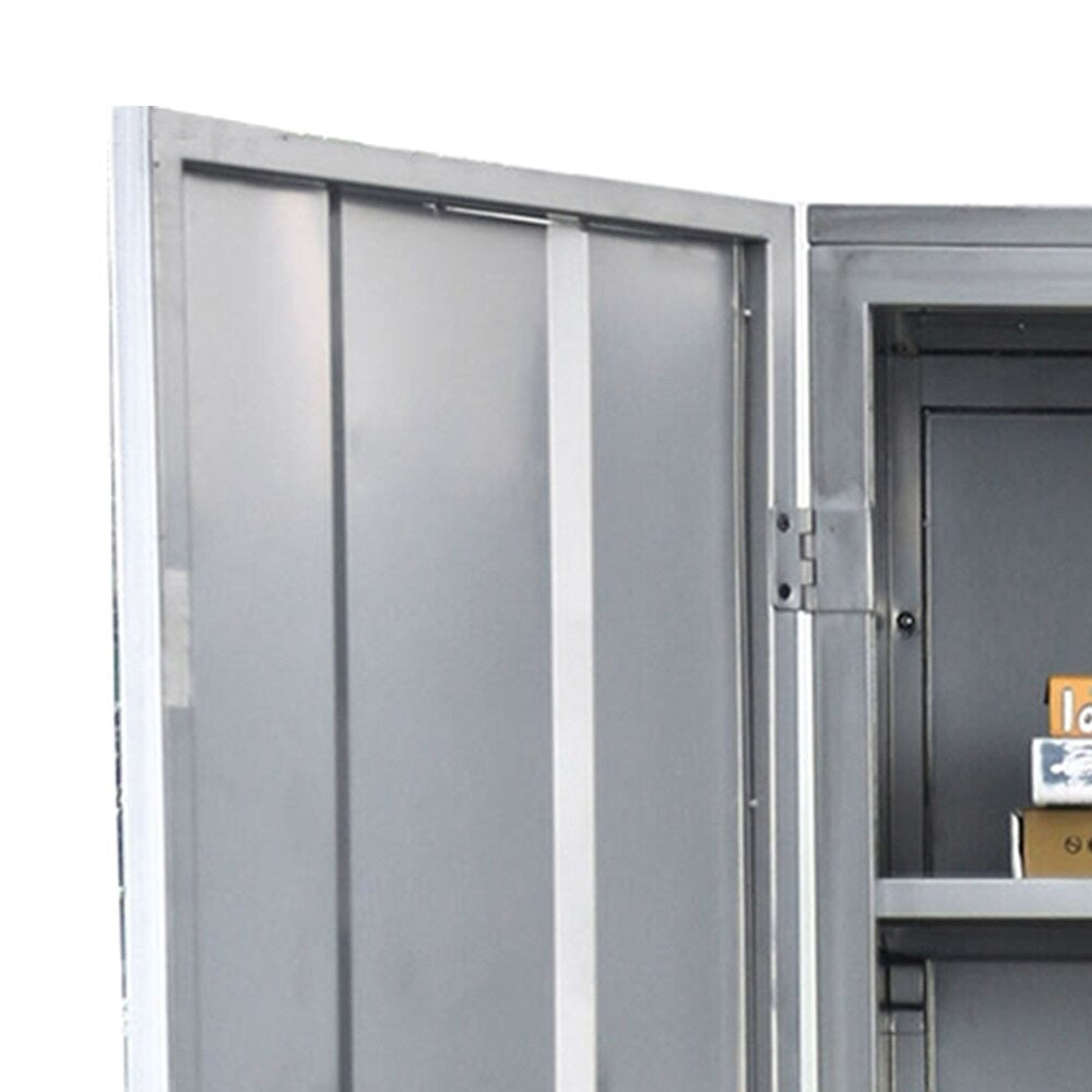 Industrial Metal Frame Large Accent Locker with Hanging Pull Handles, Silver
