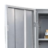 Industrial Metal Frame Large Accent Locker with Hanging Pull Handles, Silver