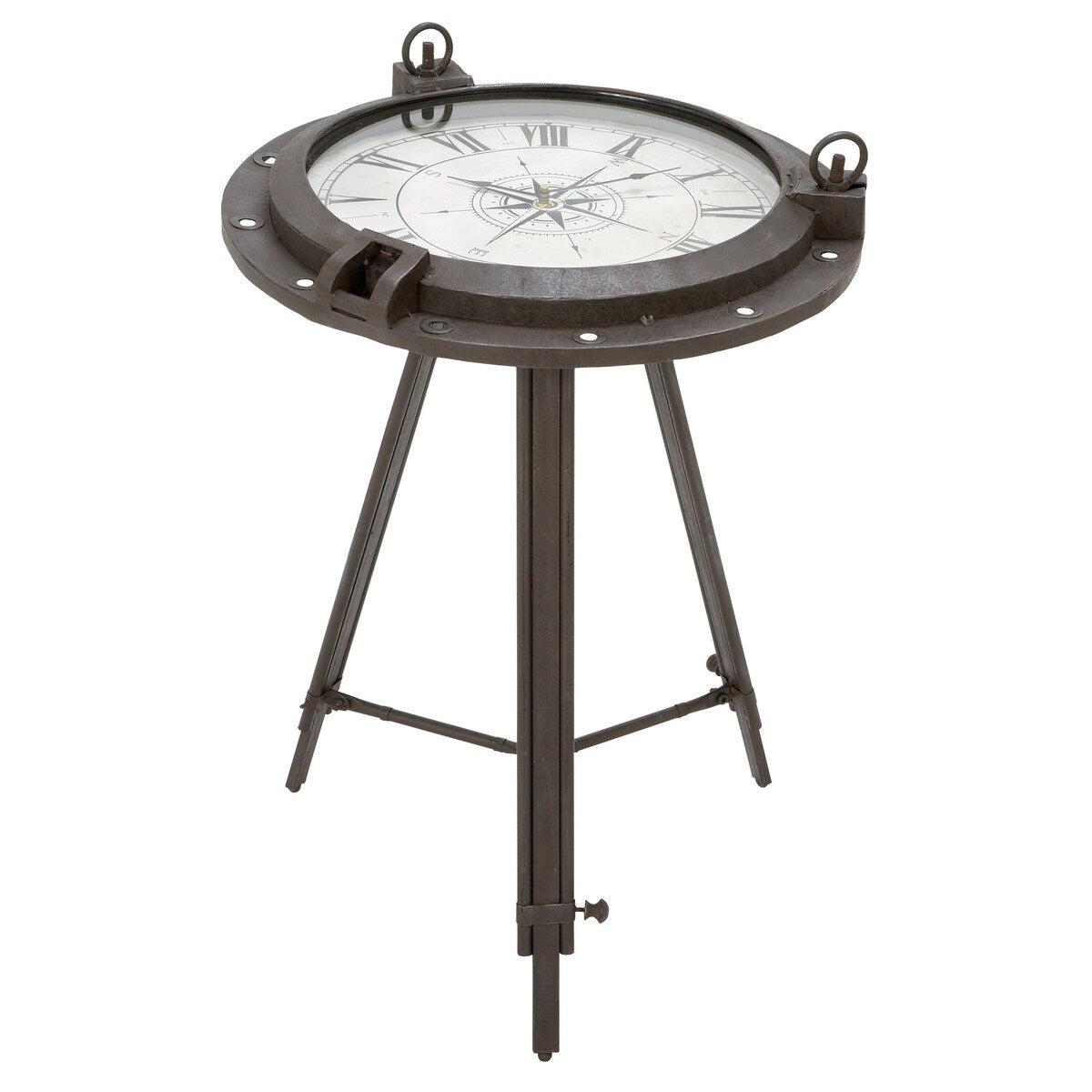 Industrial Metal Round Clock Coffee Table