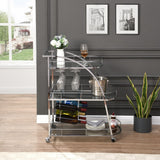 Industrial Mobile Bar Cart Serving Wine Cart with Wheels