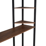 Industrial Modern Full Metal Loft Bed with 2 Shelves, 2 built-in ladders and Desk, Sturdy Construction & Guaranteed, Black