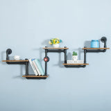 Industrial Pipe Shelving, Pipe Shelves with Wood Planks, Floating Shelves Wall Mounted, Retro Rustic Industrial Shelf