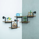 Industrial Pipe Shelving, Pipe Shelves with Wood Planks, Floating Shelves Wall Mounted, Retro Rustic Industrial Shelf