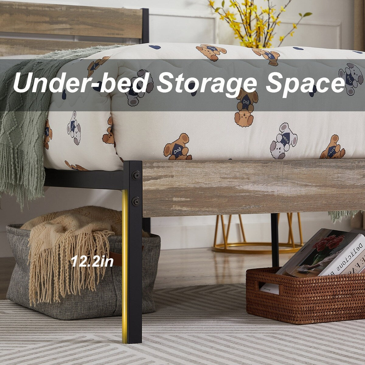 Javlergo Twin/Full/Queen Platform Bed Frame with Wooden Headboard, No Box Spring Needed, Slate