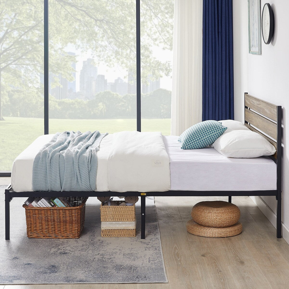 Javlergo Twin/Full/Queen Platform Bed Frame with Wooden Headboard, No Box Spring Needed, Slate