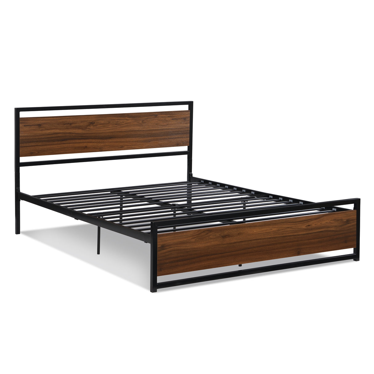 Industrial Platform Bed Frame Foundation with Headboard and Footboard