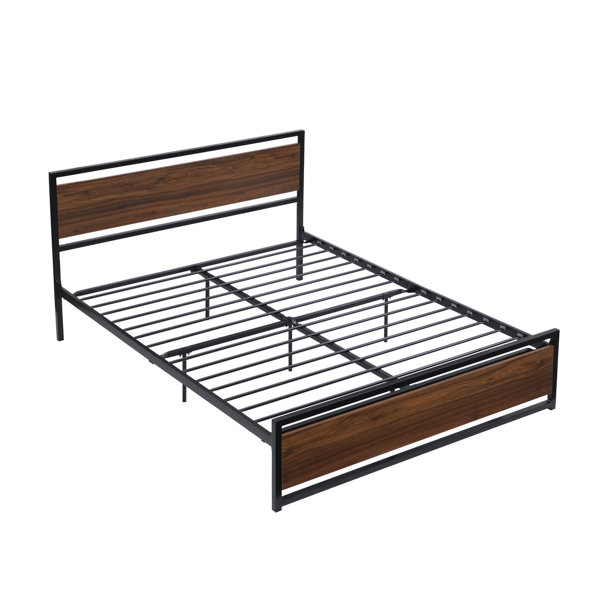 Industrial Platform Bed Frame Foundation with Headboard and Footboard
