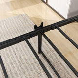 Industrial Queen/Full/Twin Size Platform Bed Frame with Wood Headboard, Strong Metal Slats No Box Spring Needed, Rustic Brown