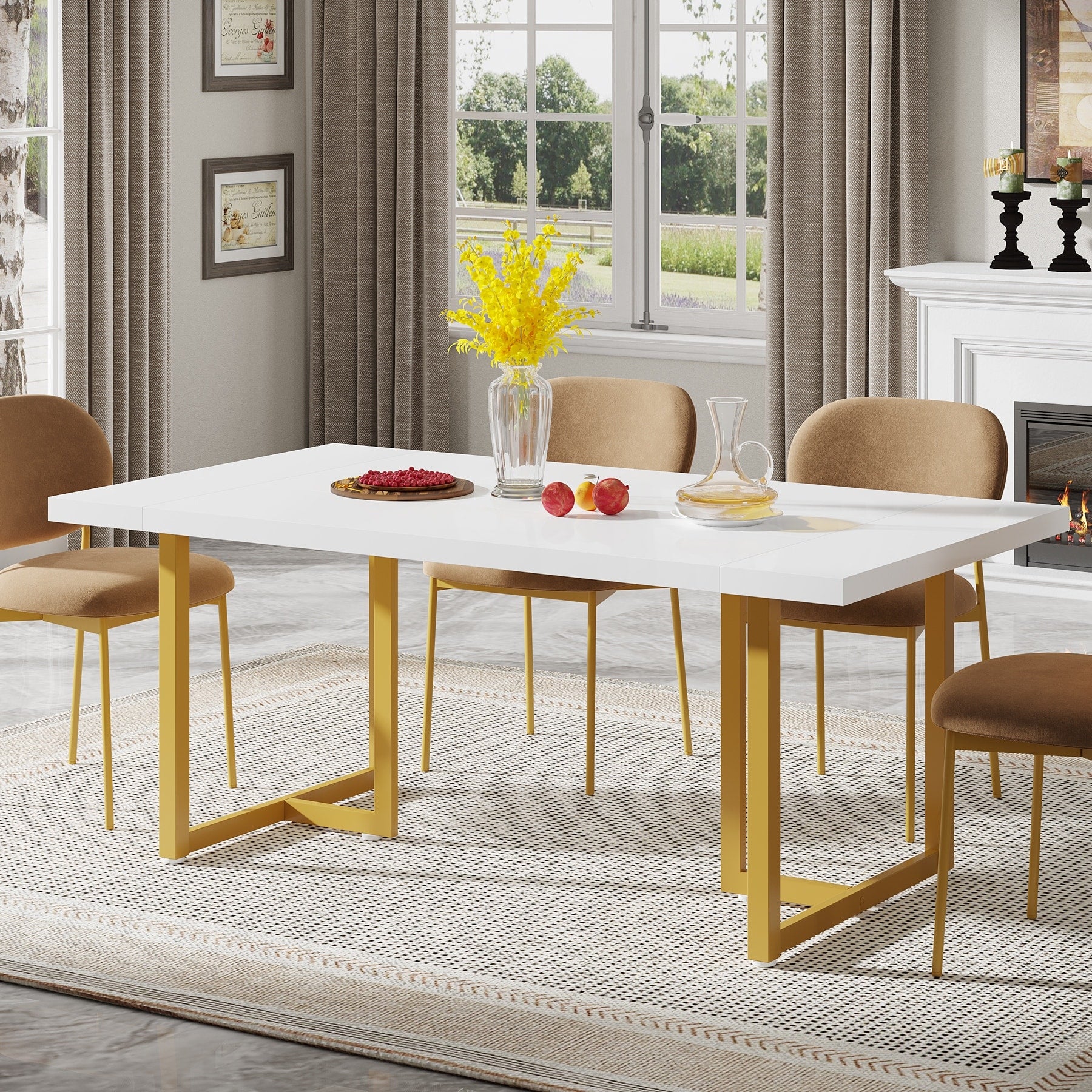 Industrial Rectangular 6 Seat Dining Table Kitchen Table for Dining Ro