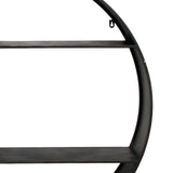 Industrial Round Metal Wall Shelf with 4 Display Space, Gray