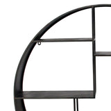 Industrial Round Metal Wall Shelf with 4 Display Space, Gray
