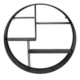 Industrial Round Metal Wall Shelf with 4 Display Space, Gray