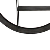 Industrial Round Metal Wall Shelf with 4 Display Space, Gray