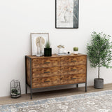 Industrial Style 6 Drawer Double Dresser